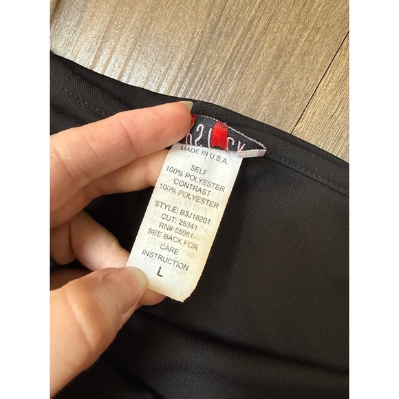 Y2K Lipstick Jumpsuit Large Black Flare Bell Drape Chiffon Asymmetric Witchy Vtg - Picture 4 of 7